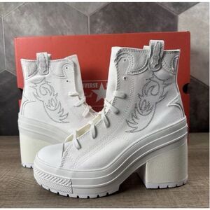 Converse Chuck 70 De Luxe Heel Western Hi Platform A10335C VIN White Women 9 NWB